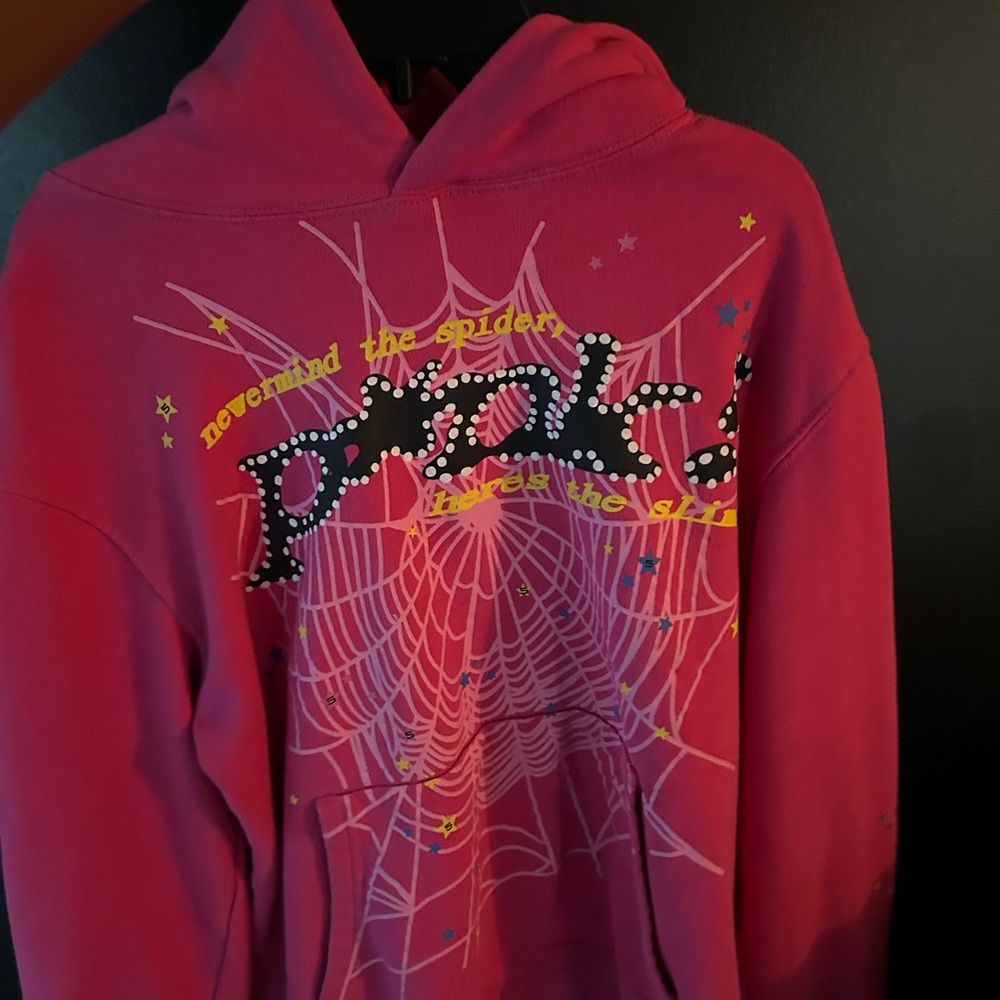 PINK SP5DER HOODIE.